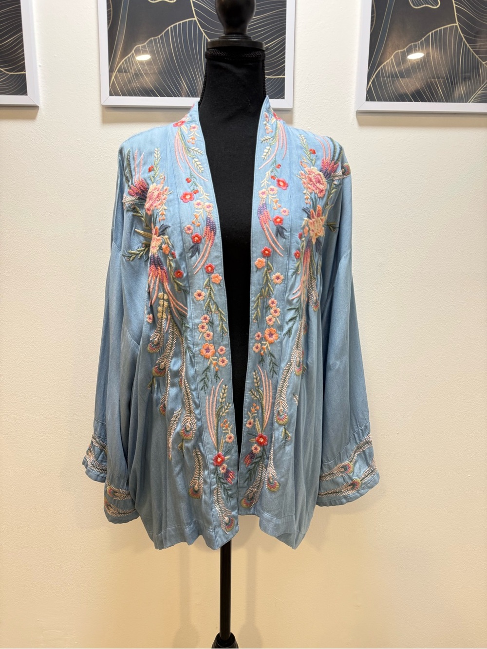 Johnny Was Denim kimono embroidered